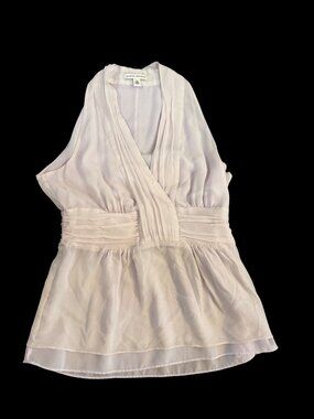 Y2K Banana Republic Organza Silk Halter Top sz10 Sleeveless Blush Pink Angelcore